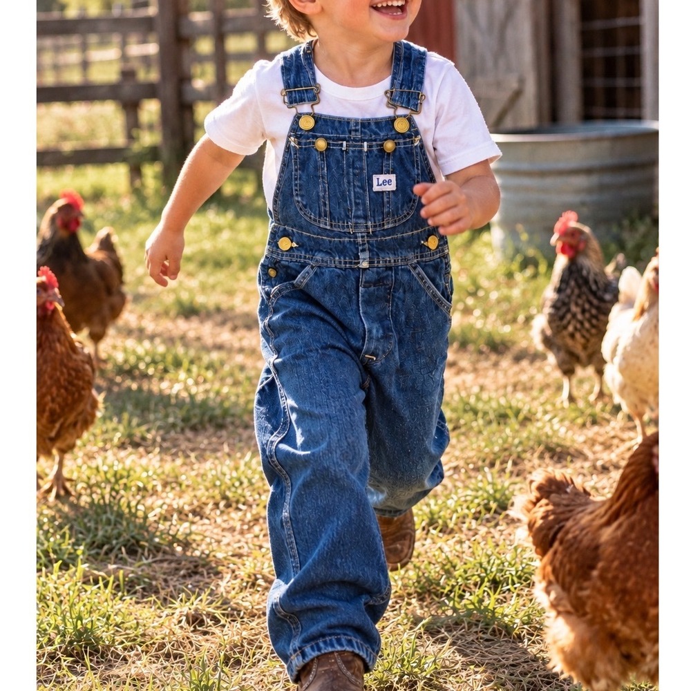 Vintage Lee Denim Overalls Toddler 18-24 Months 2T Blue Bib Jeans Made in USA D2